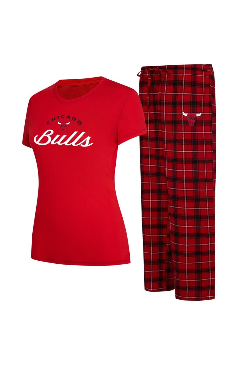 College Concepts Women's College Concepts Red/Black Chicago Bulls Arctic T-Shirt & Flannel Pants Sleep Set, Main, color, Red