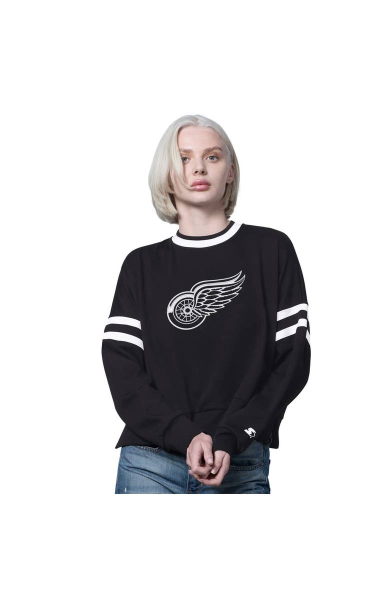 STARTER Women's Starter  Black Detroit Red Wings Rally Fleece Cropped Sweatshirt, Main, color, Black
