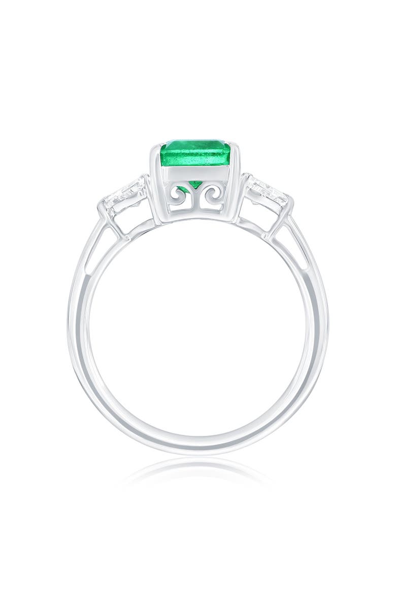 14K White Gold 2.95ct Emerald & 0.50cttw Diamond Ring, Alternate, color, Green
