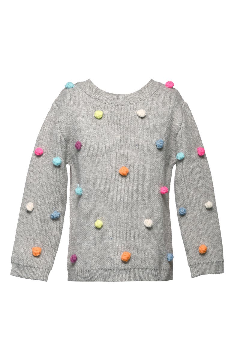 Truly Me Kid's Embellished Pompom Sweater, Main, color, 