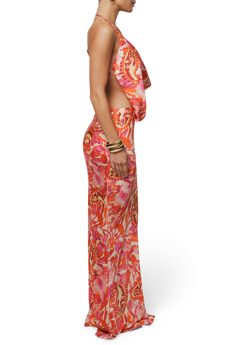 JLUXLABEL Delmara Cowl Neck Satin Dress, Alternate, color, Pink