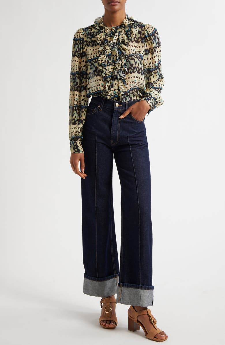 Ulla Johnson Clio Ruffle Silk Shirt, Alternate, color,