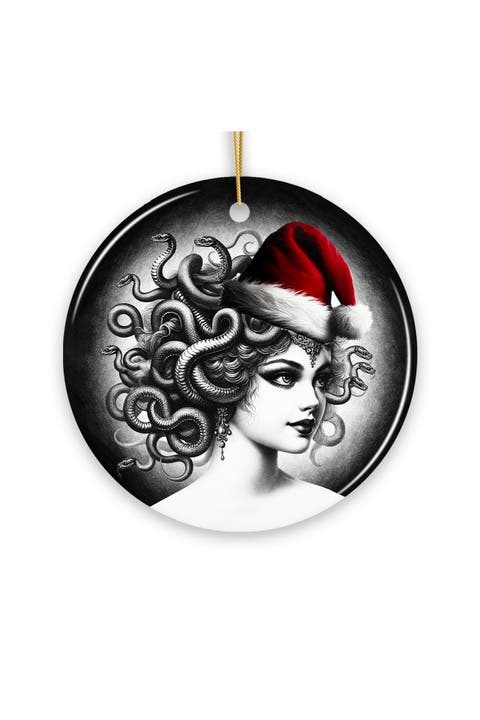 Medusa Santa Hat Snake-hair Round Ceramic Ornament