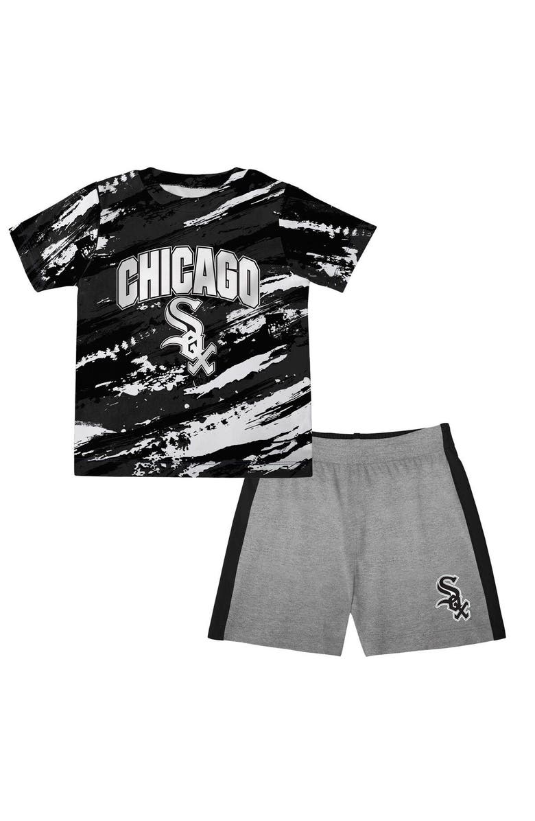 Outerstuff Infant Black/Heather Gray Chicago White Sox Stealing Homebase 2.0 T-Shirt & Shorts Set, Main, color, Black