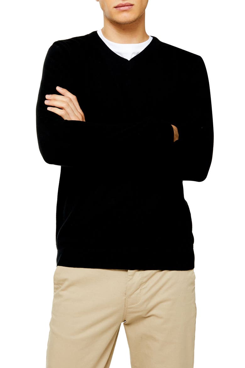 Classic Fit V-Neck Sweater, Main, color, BLACK