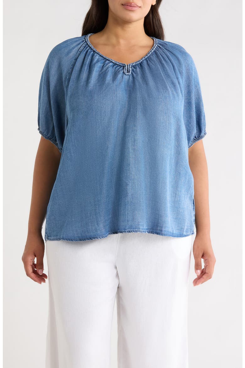 Xyla Denim Top, Main, color, MEDIUM WASH