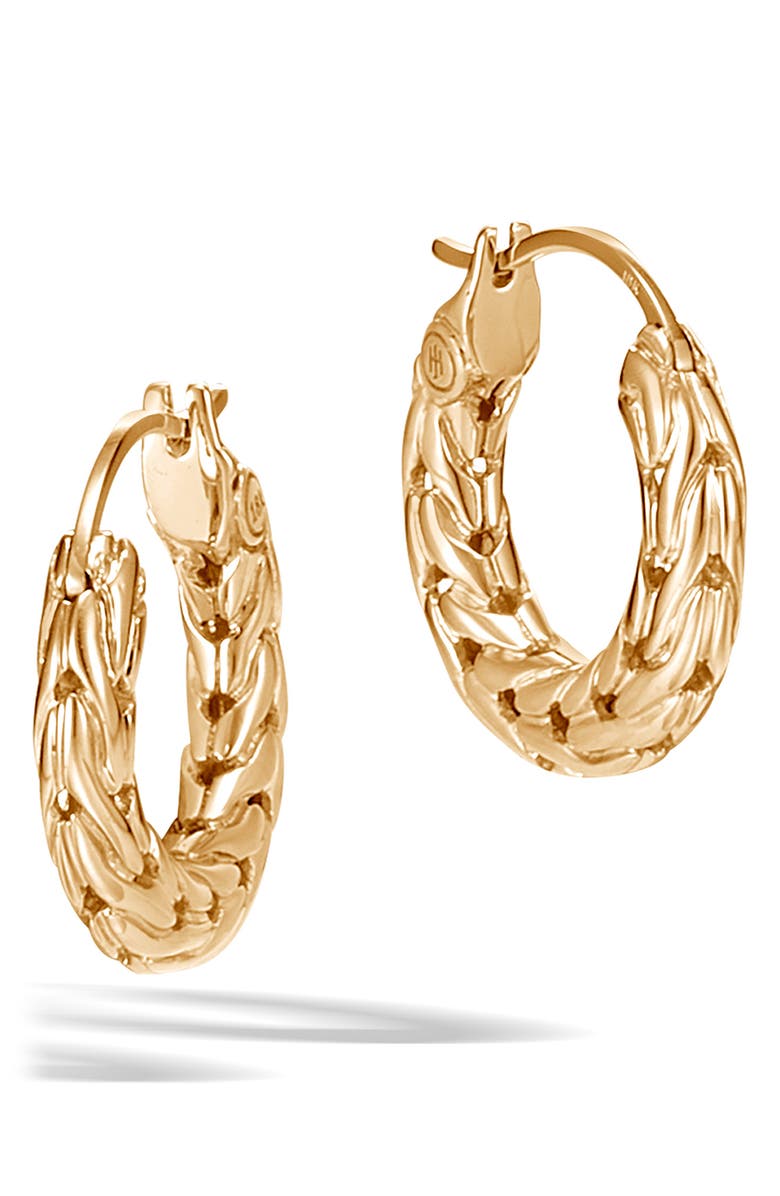 John Hardy Carved Chain Hoop Earrings, Gold, 16mm, Main, color, 