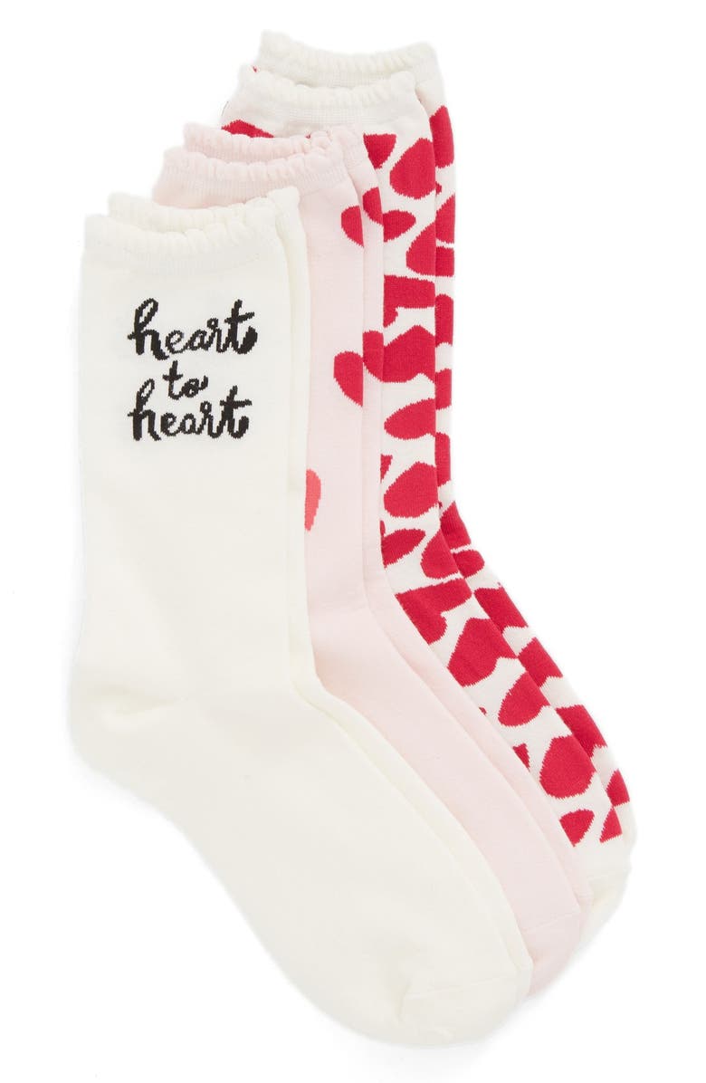 Kate Spade New York heart to heart 3-pack crew socks, Main, color,
