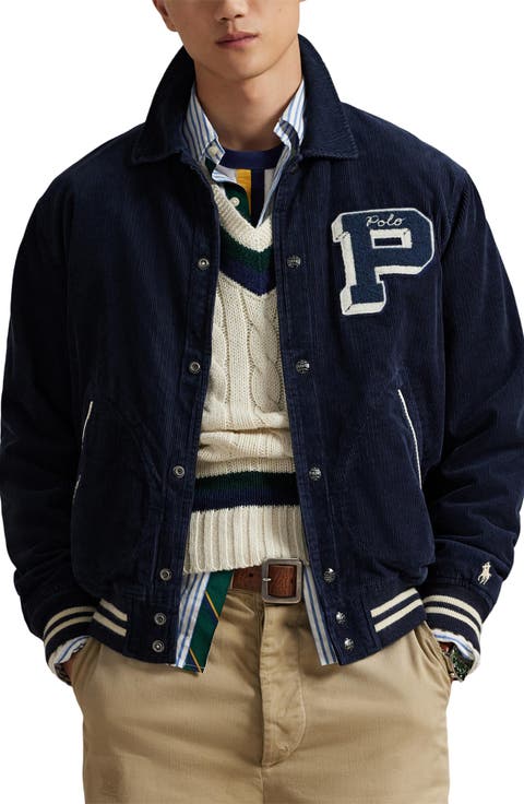 Logo Appliqué Corduroy Varsity Jacket