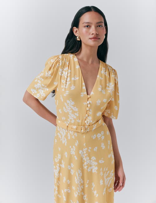 Ghost London Jemima Crepe Floral Belted Midi Dress In Animal Print
