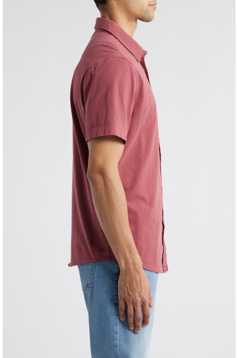 Saltaire Organic Cotton Knit Short Sleeve Button-Up Shirt, Alternate, color, RED