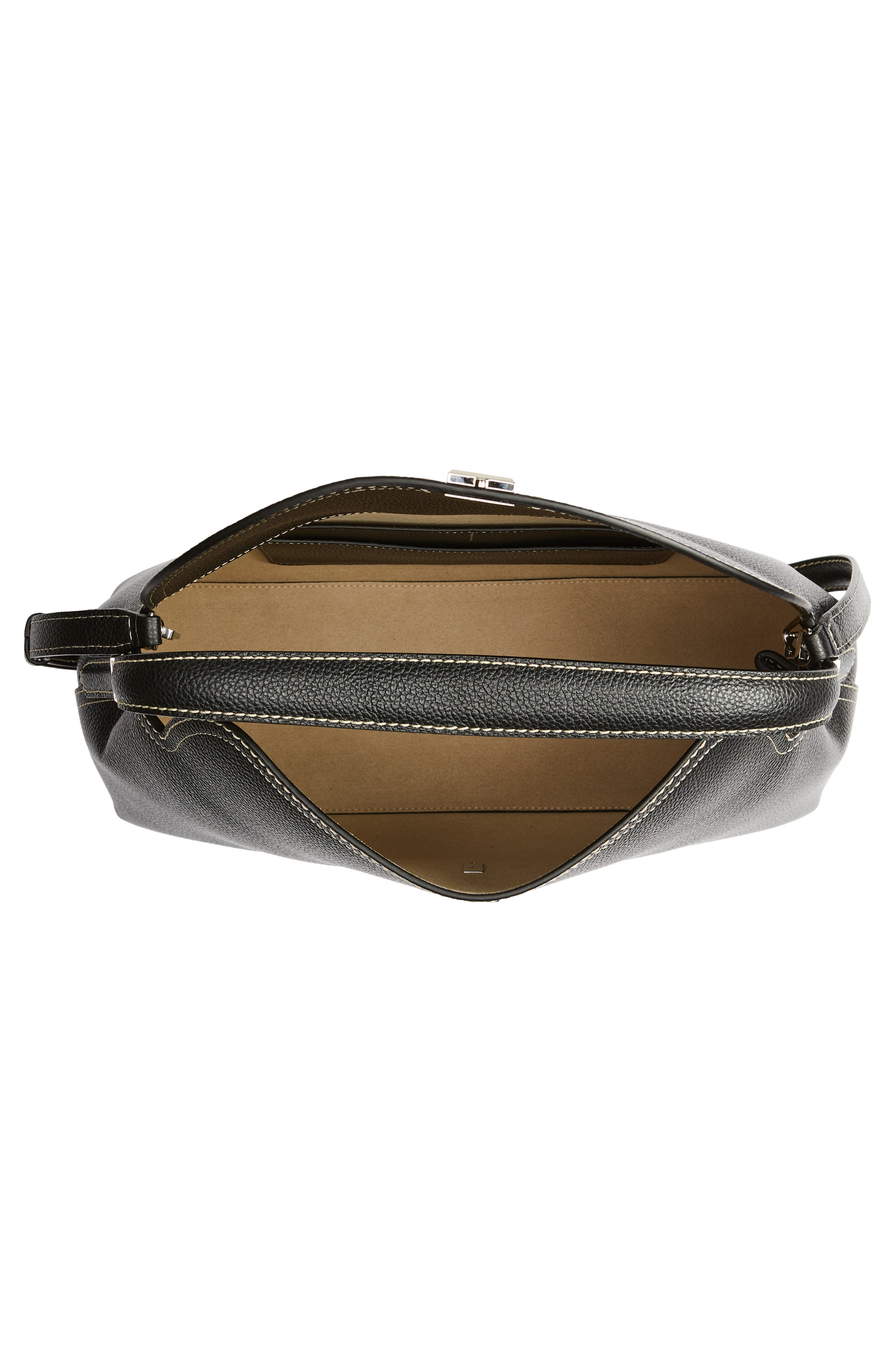 TOTEME T-Lock Curved Leather Shoulder Bag, Alternate, color, Black 001