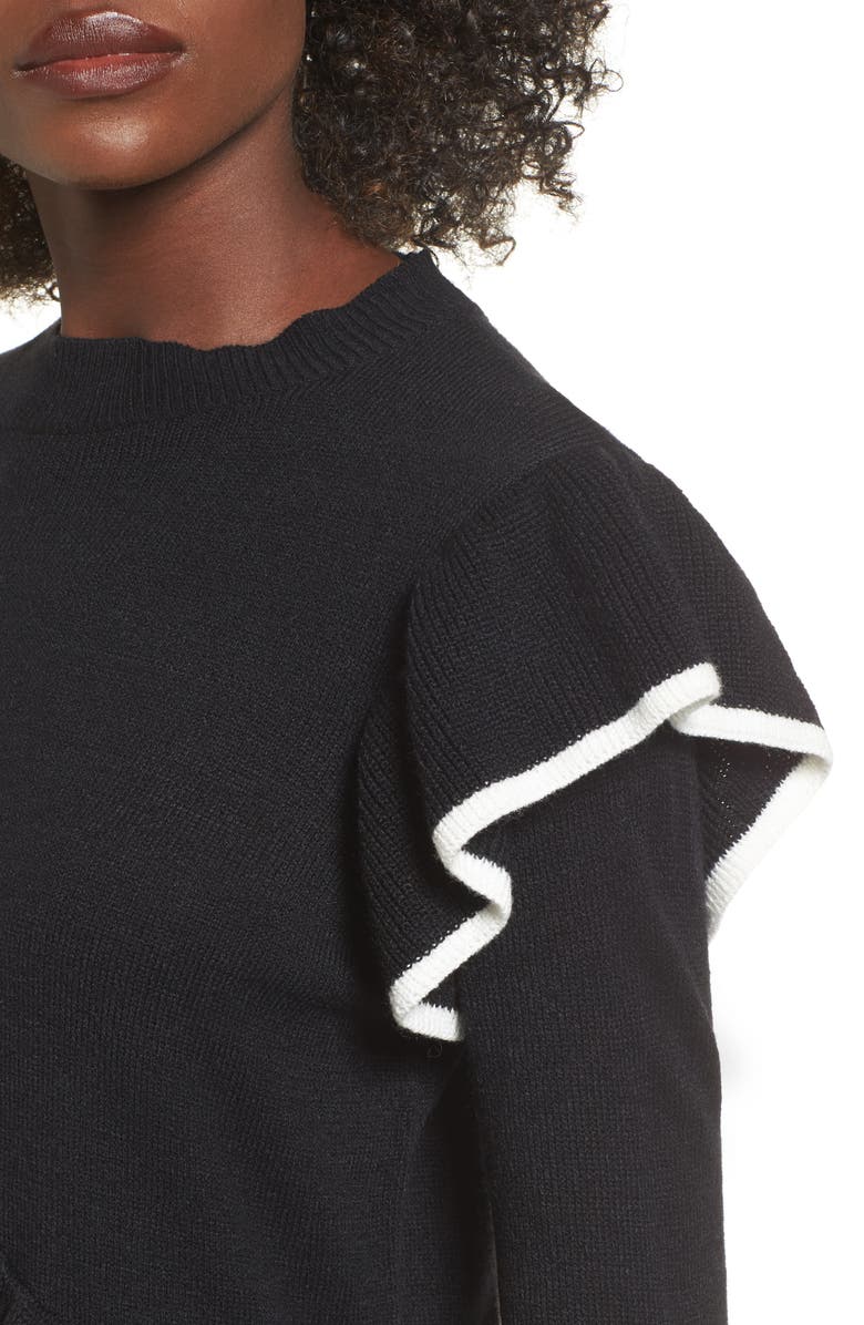 BP. Ruffle Knit Sweater Dress, Alternate, color,