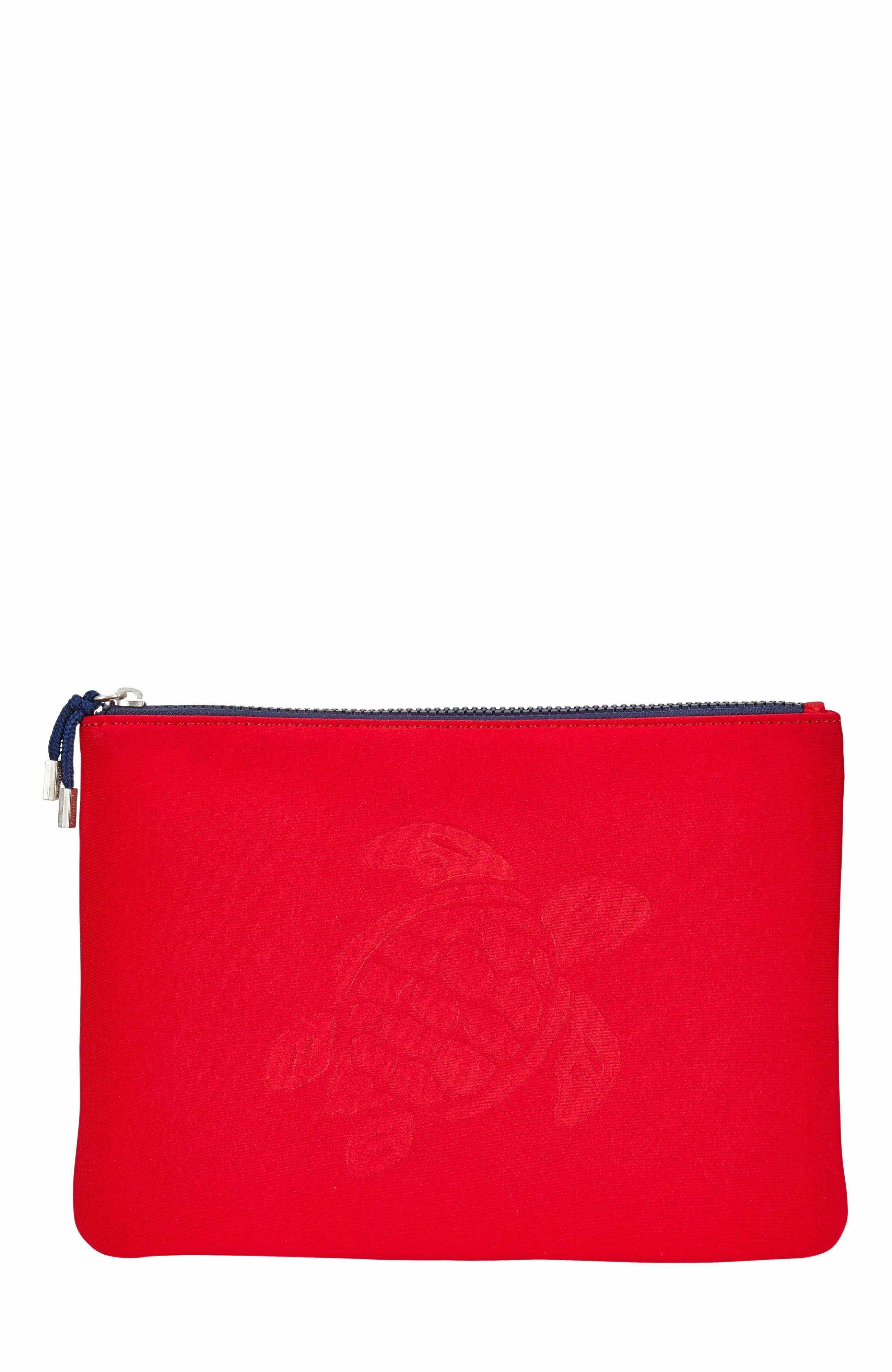 Vilebrequin Turtle Neoprene Zipped Beach Pouch, Main, color, Coquelicot