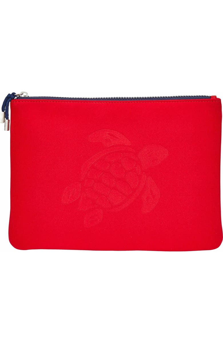 Vilebrequin Turtle Neoprene Zipped Beach Pouch, Main, color, Coquelicot