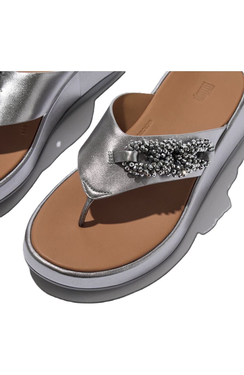 FitFlop F Mode Beaded Chain Toe Post Sandals, Alternate, color, Silvereen