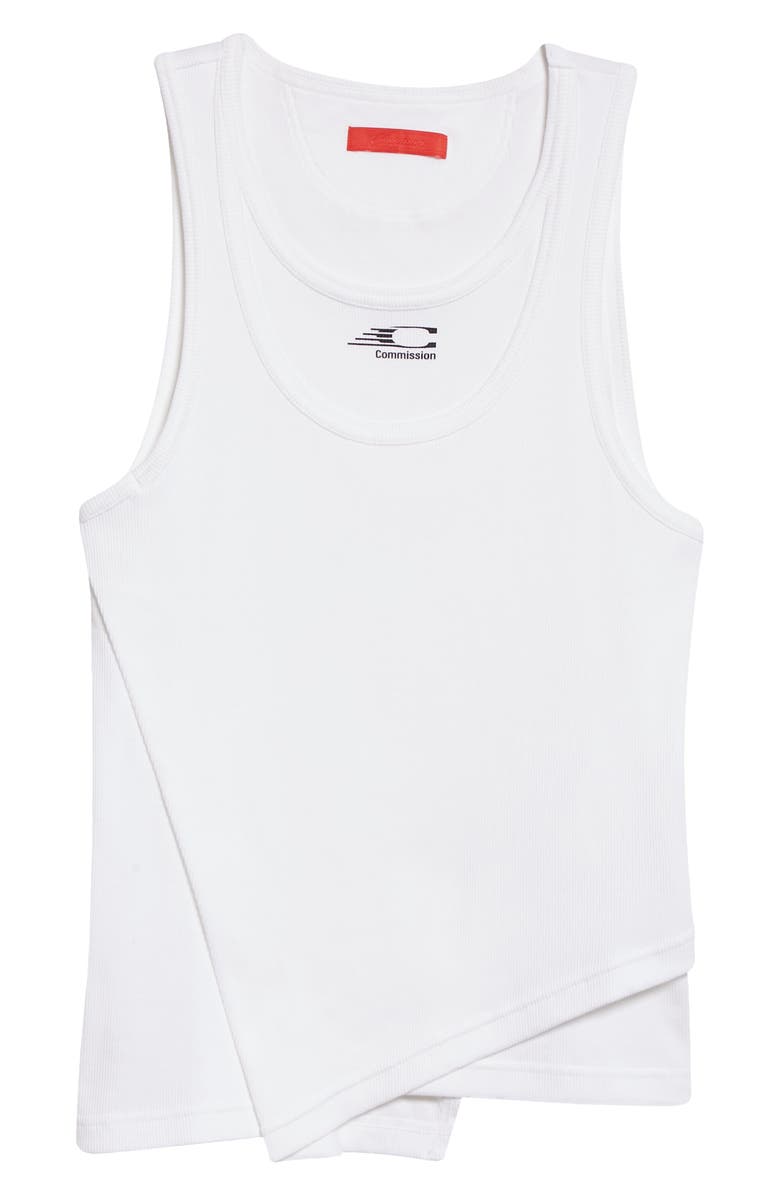 Commission Locker Layered Asymmetric Cotton Rib Tank Top, Alternate, color, Snow