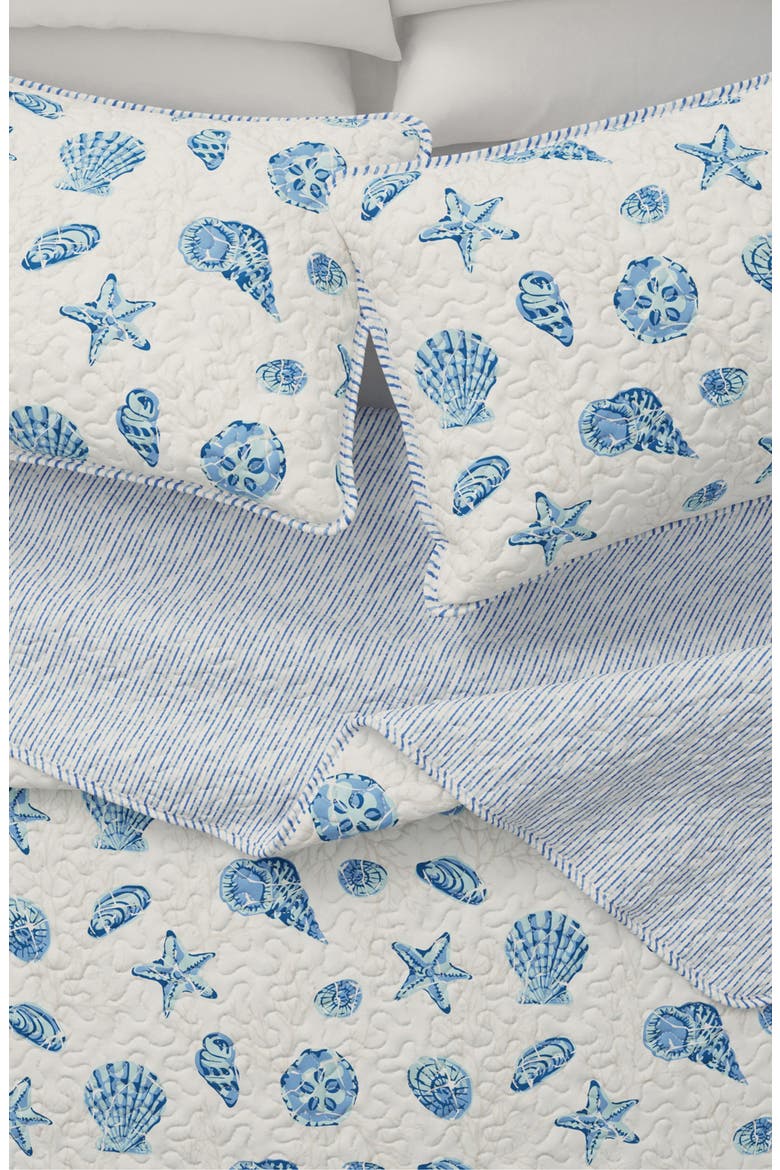 Coastal Seashells Quilt Set, Alternate, color, BLUE SHELLS
