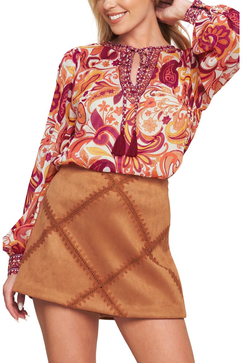 Long Sleeve Print Top, Alternate, color, IVORY PURPLE