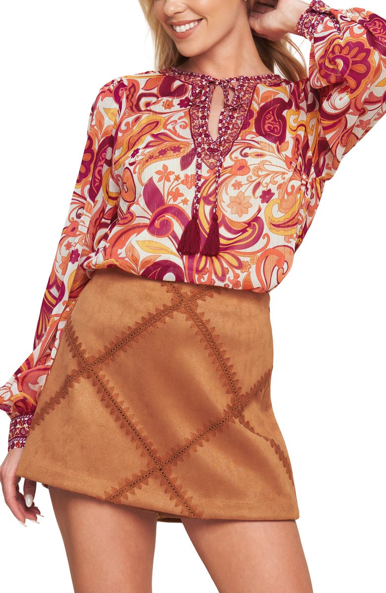 FLYING TOMATO Long Sleeve Print Top, Alternate, color, 