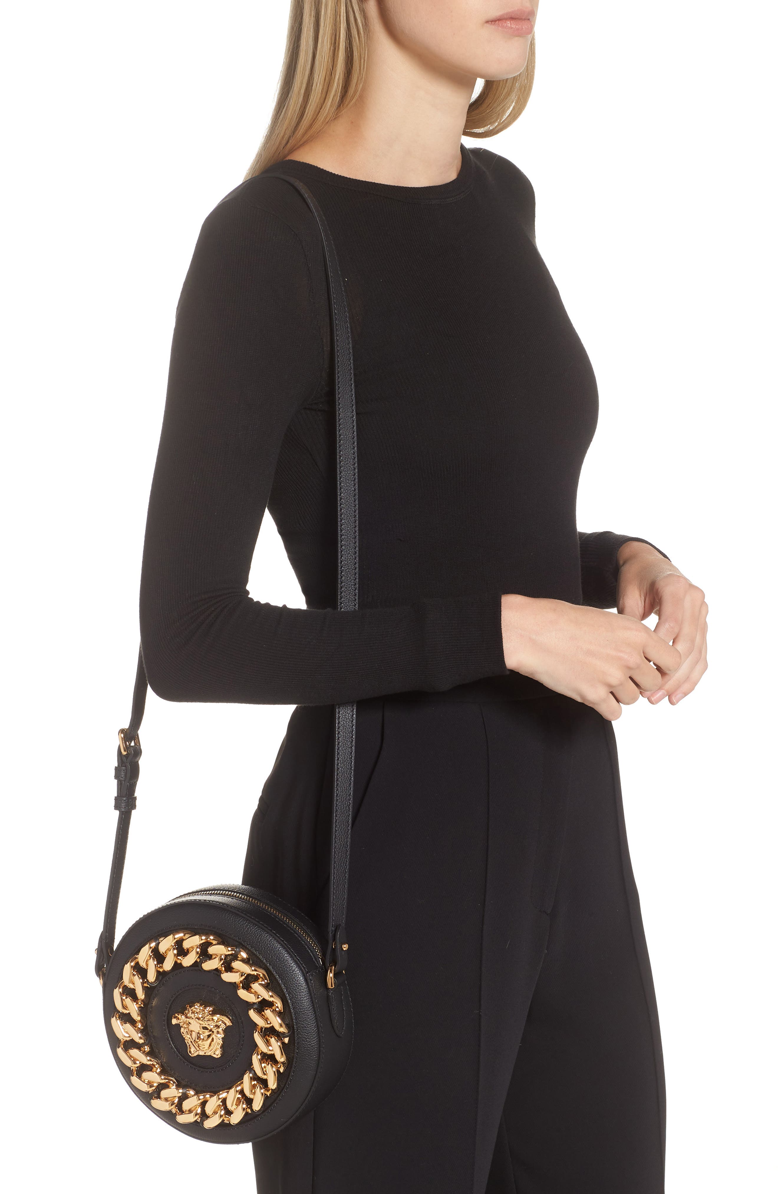 Versace Medusa Chain Round Crossbody Camera Bag, Alternate, color, 
