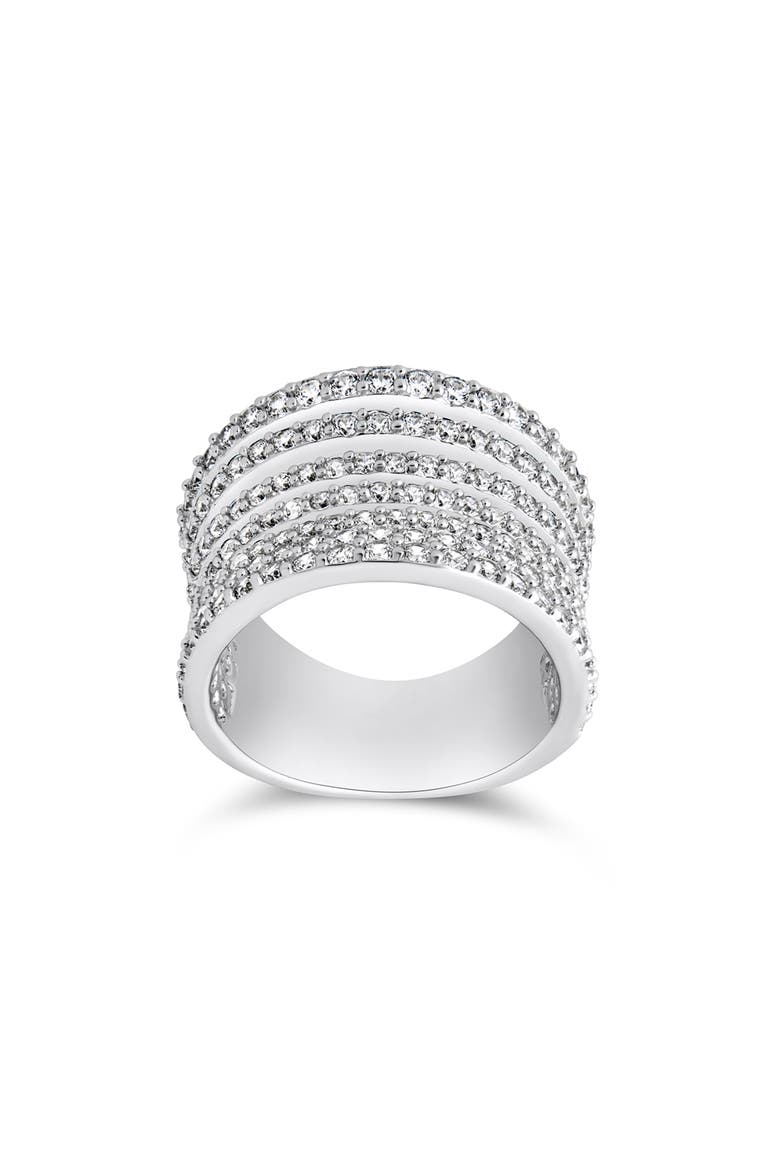 Cubic Zirconia Multi-Row Band Ring, Main, color, SILVER