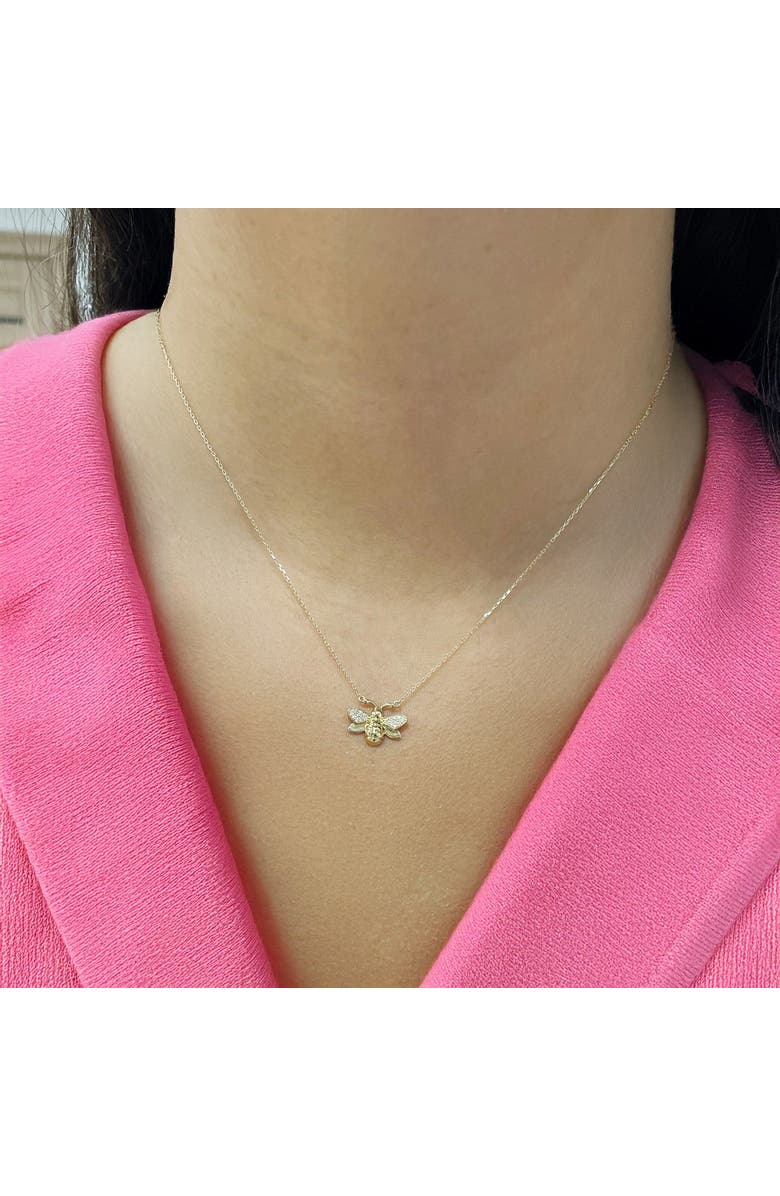 The Lovery Fine Jewelry Diamond Bee Necklace, Alternate, color, Yellow Gold