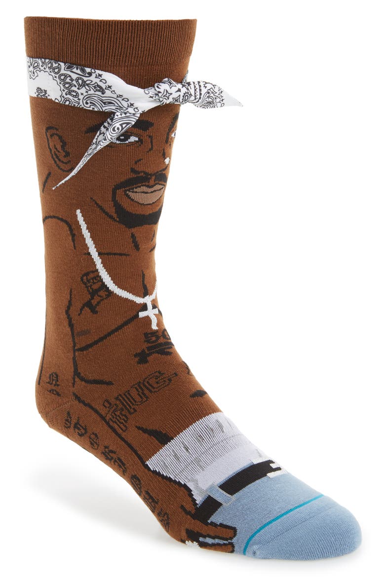 Tupac V2 Socks, Main, color, BROWN