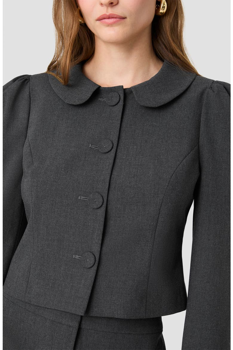 Tavi Crosshatch Suiting Peter Pan Collar Top, Alternate, color, GRAPHITE