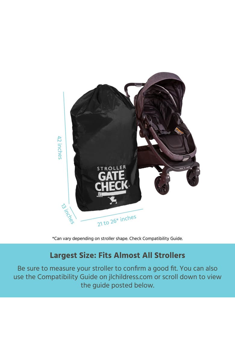 J.L Childress J.L. Childress Gate Check Bag for Single & Double Strollers, Neon Yellow, Height 46", Alternate, color, Black