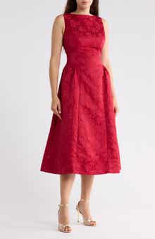 Jacquard Fit & Flare Midi Dress