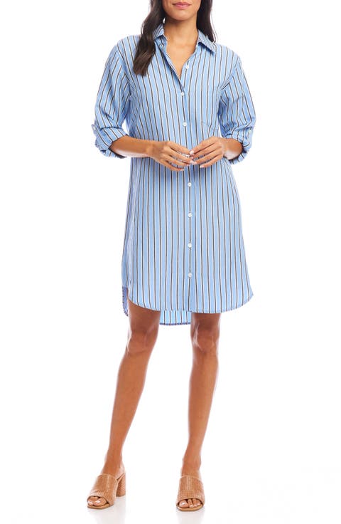 Stripe Long Sleeve Shirtdress