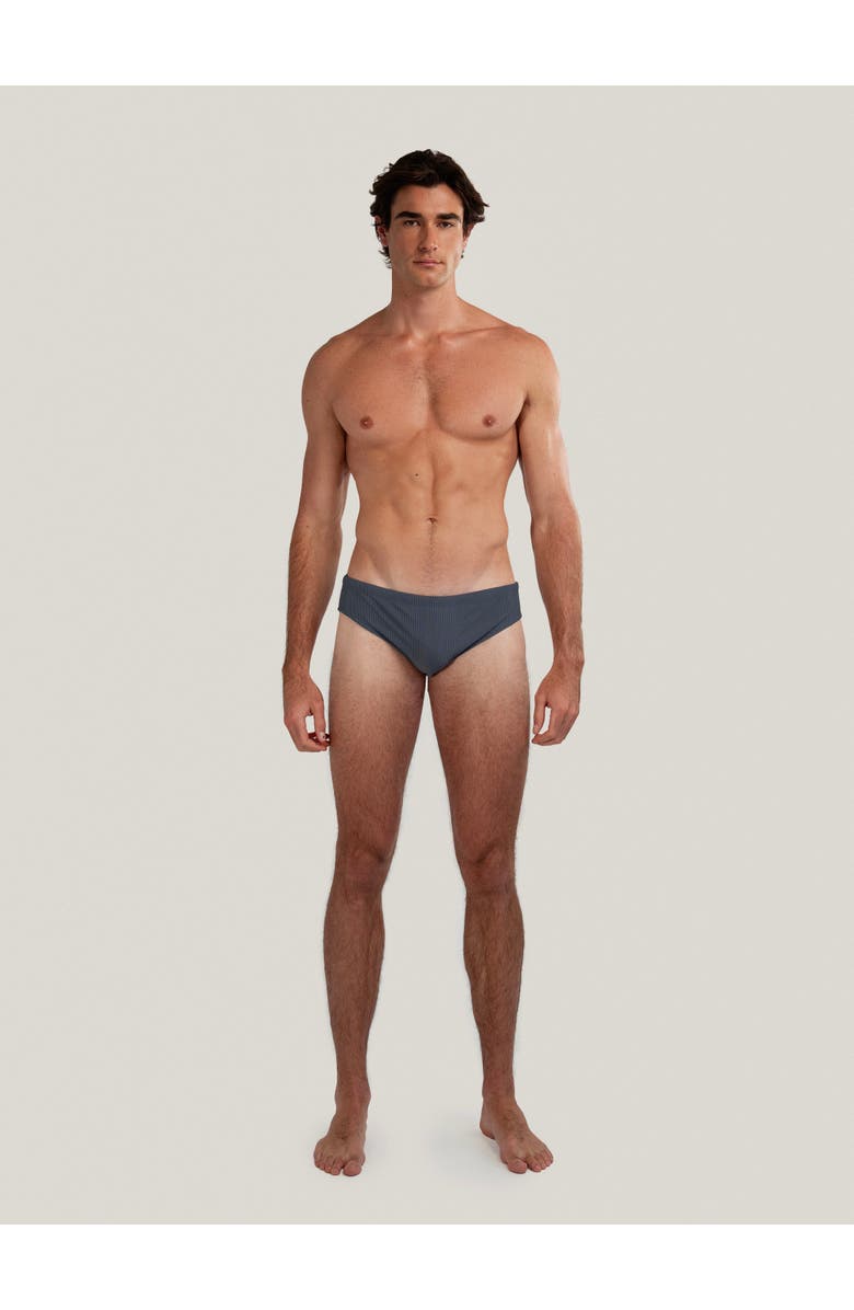 GoodPark Dune Modern Cut Ribbed Stretch Swim Brief, Main, color, Slate
