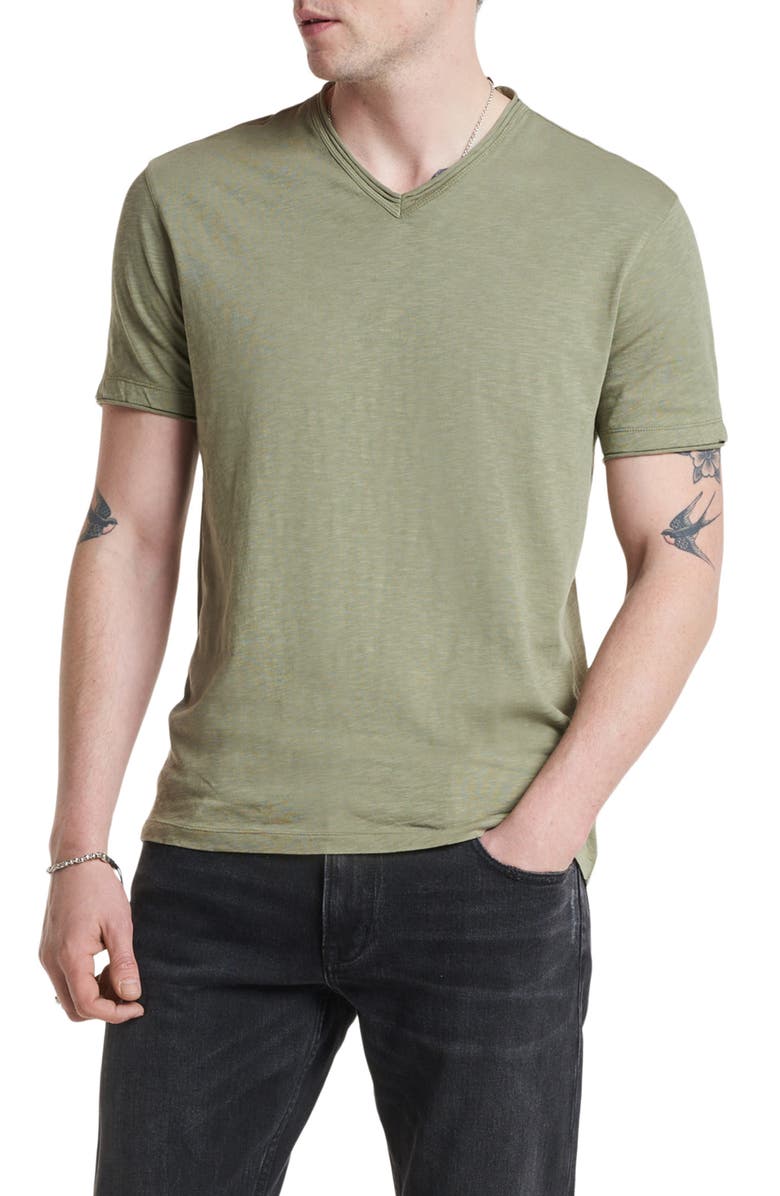 John Varvatos Miles Raw Edge Slub V-Neck T-Shirt, Main, color,