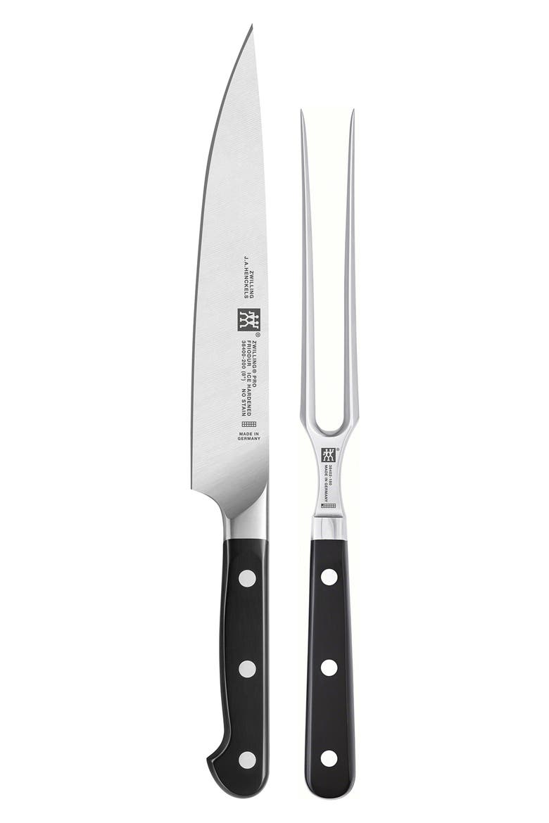 Pro Carving Knife & Fork Set, Main, color, BLACK