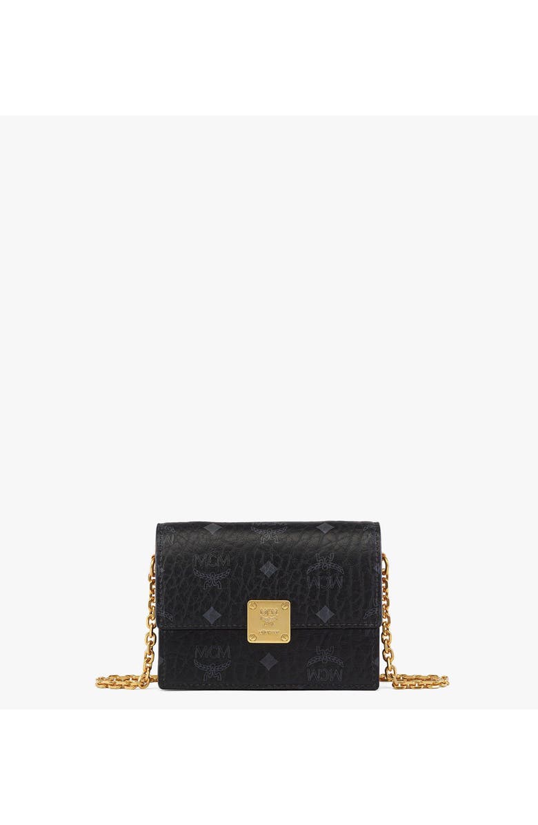 MCM Aren Chain Wallet in Visetos, Main, color, Black