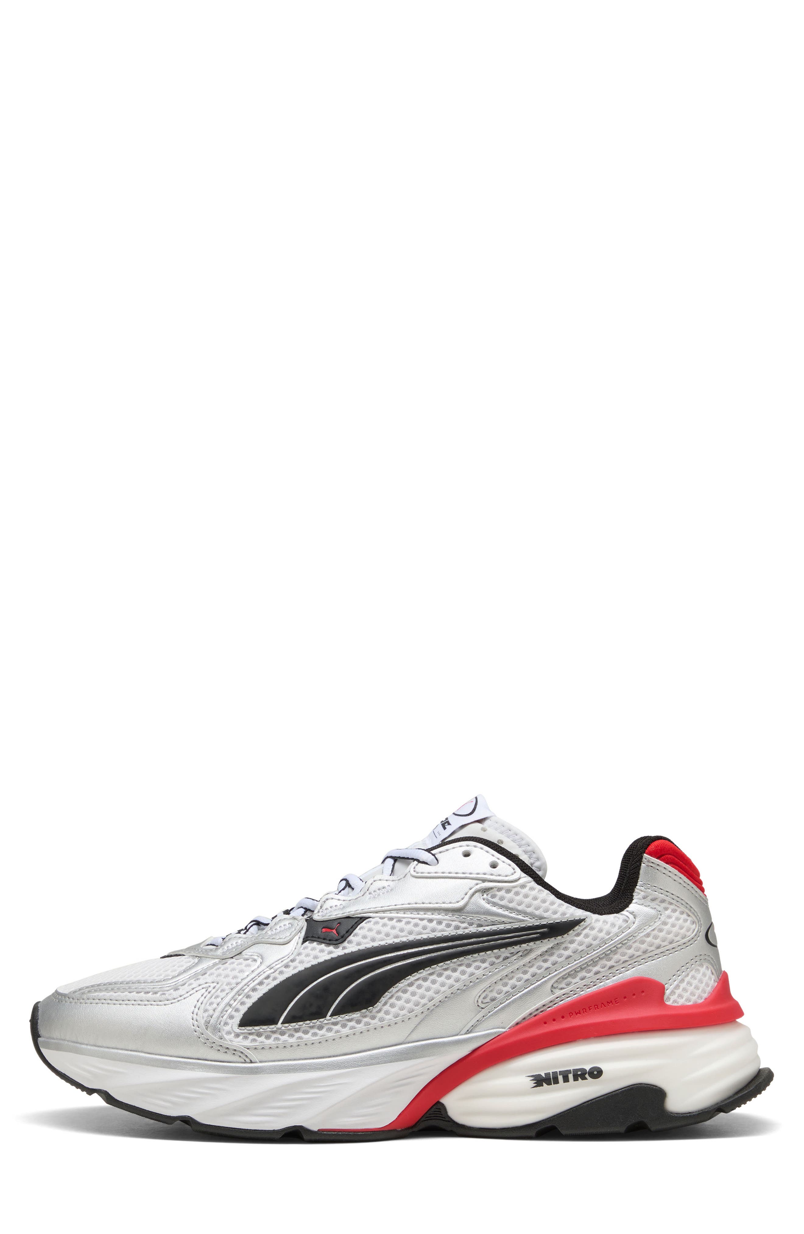 Fade Nitro LS Sneaker, Alternate, color, PUMA SILVER/ PUMA WHITE/ RED
