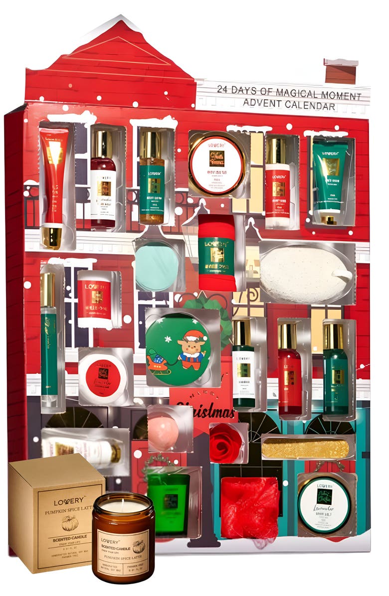 Lovery 2025 Limited Edition Advent Calendar - 24pc Christmas Countdown Body Care, Main, color,