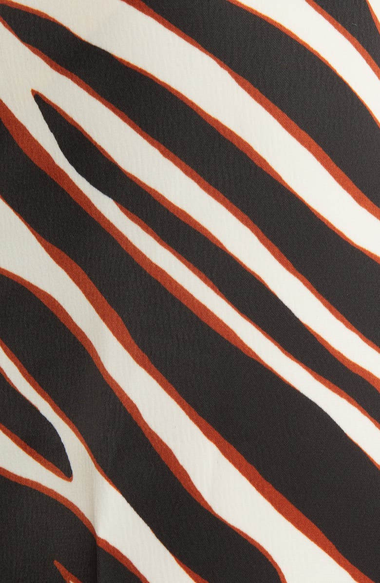 Anne Klein Zebra Print High Waist Wide Leg Satin Pants, Alternate, color,