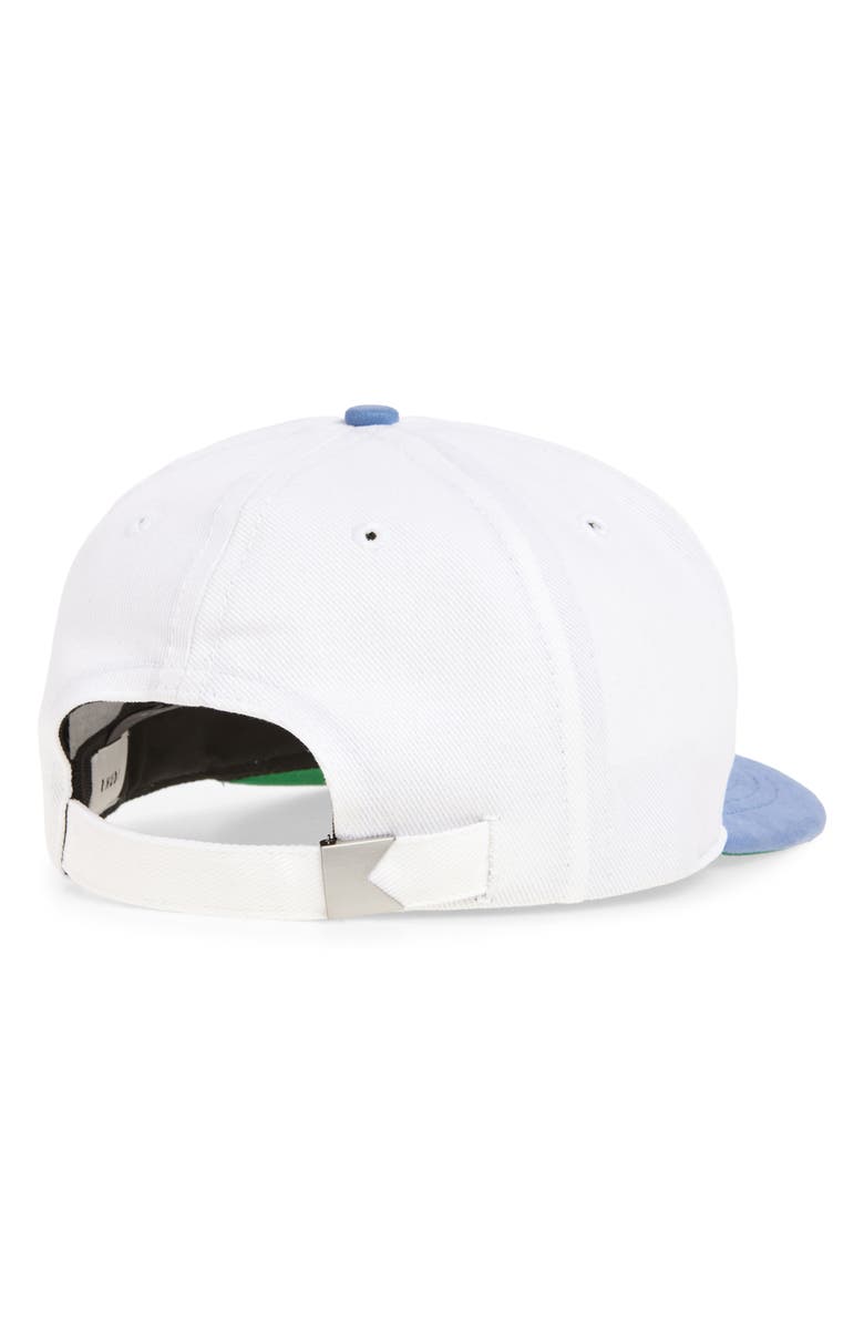 Rhude Rossa Logo Embroidered Twill Baseball Cap, Alternate, color, Blue / White