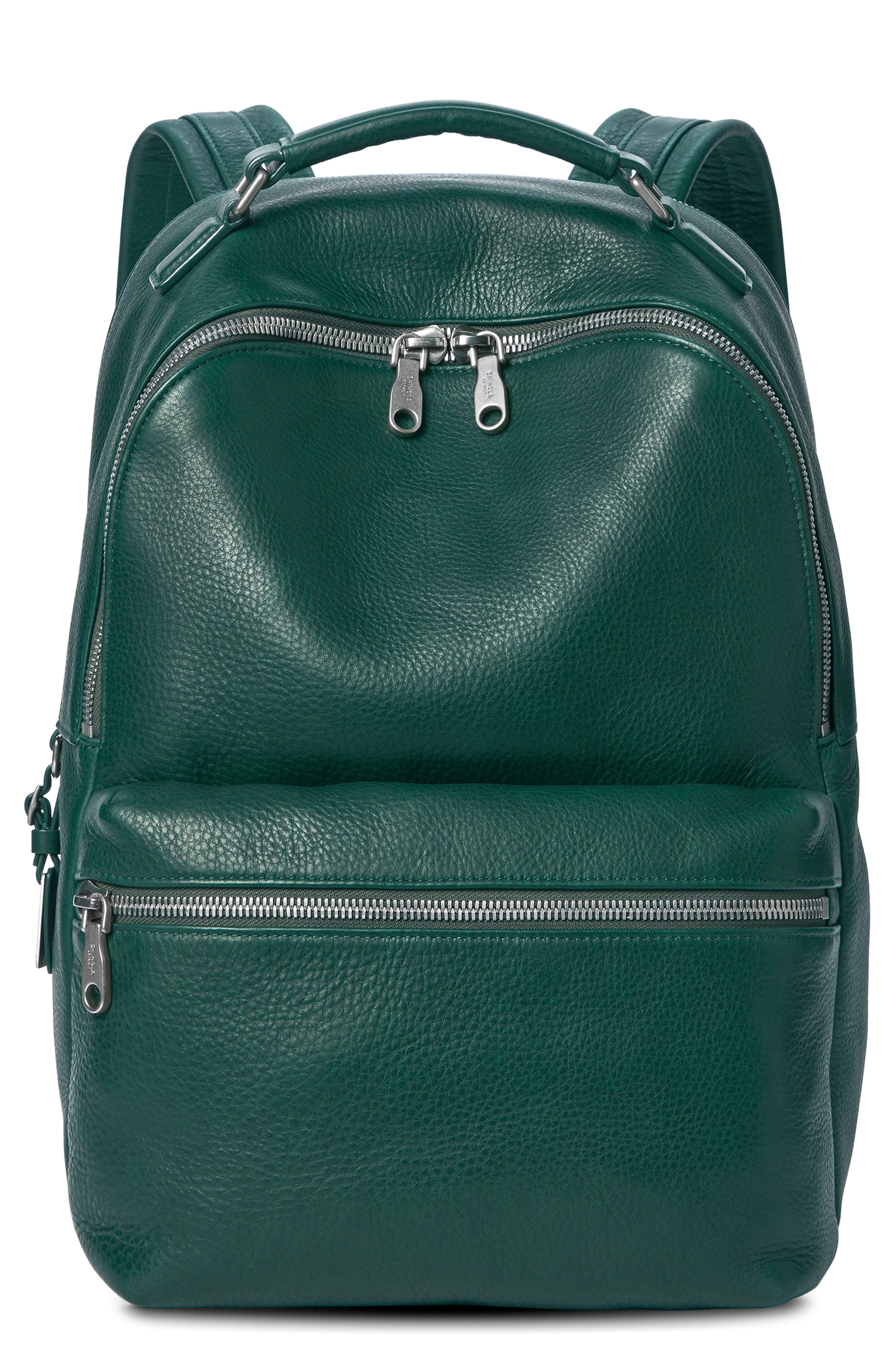 Shinola Runwell Leather Backpack in Forest 