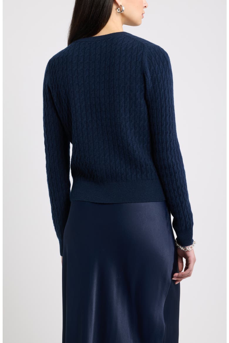 Cashmere Mini Cable Cardigan, Alternate, color, NAVY NIGHT