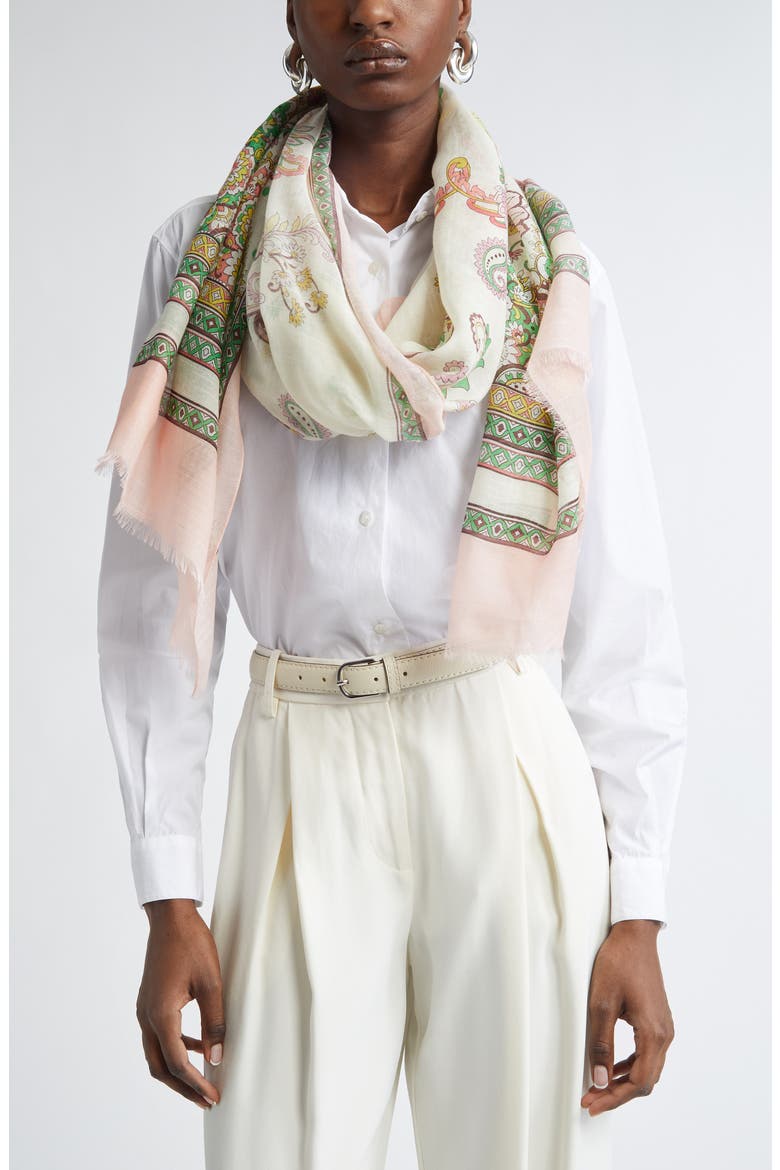 Nabucco Paisley Modal Blend Scarf, Alternate, color, PRINT ON WHITE BASE 3