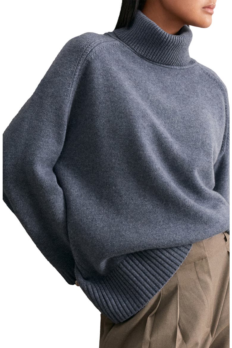 Brooklyn Wool & Cashmere Turtleneck Sweater, Alternate, color, BLUE MARL