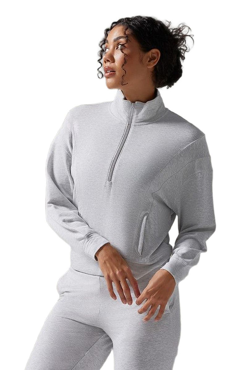 Tavi 3/4 Zip Cozy Fleece Pullover, Alternate, color, Ash