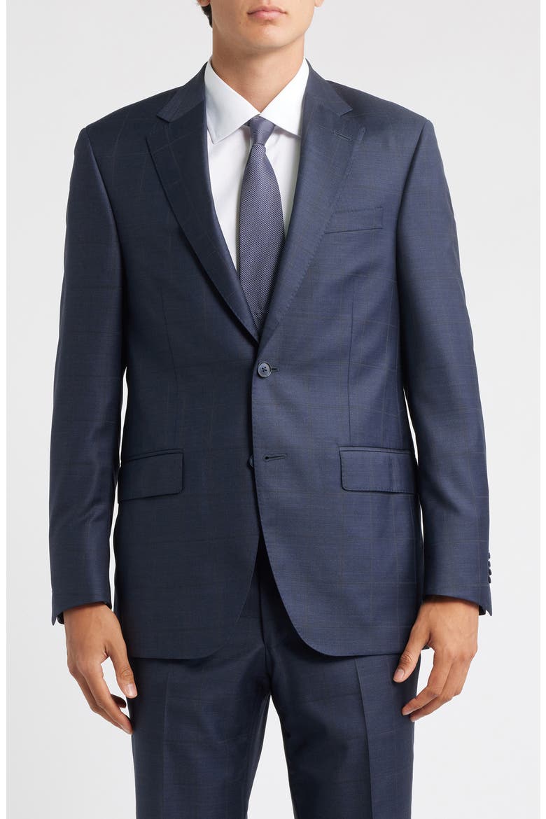 Flynn Classic Fit Navy Windowpane Check Wool Suit, Alternate, color, NAVY