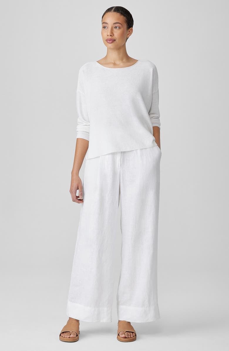 Pleated High Waist Organic Linen Wide Leg Pants