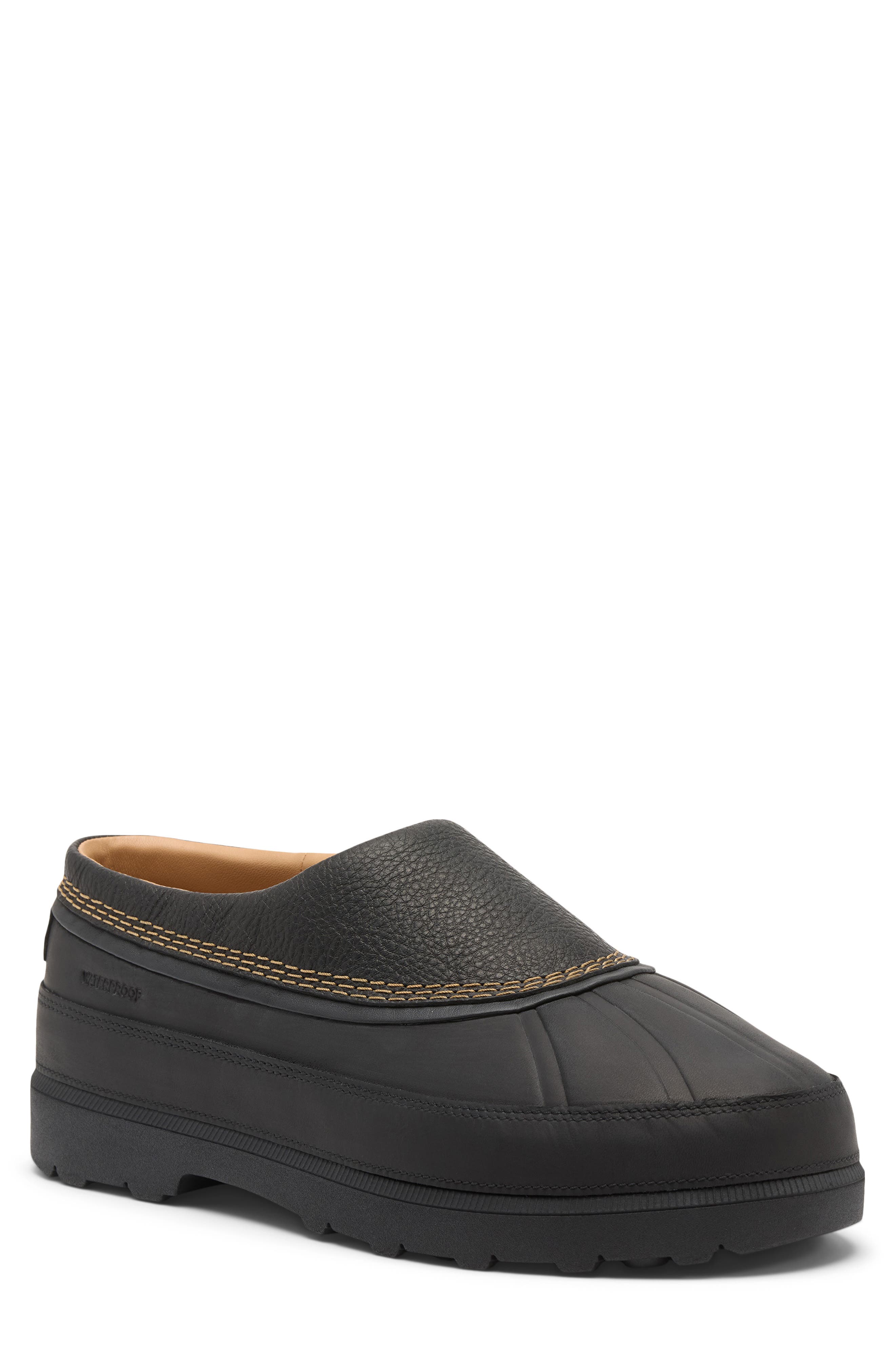 Ambler LX Waterproof Leather Slip-On, Main, color, BLACK/ TAWNY BUFF