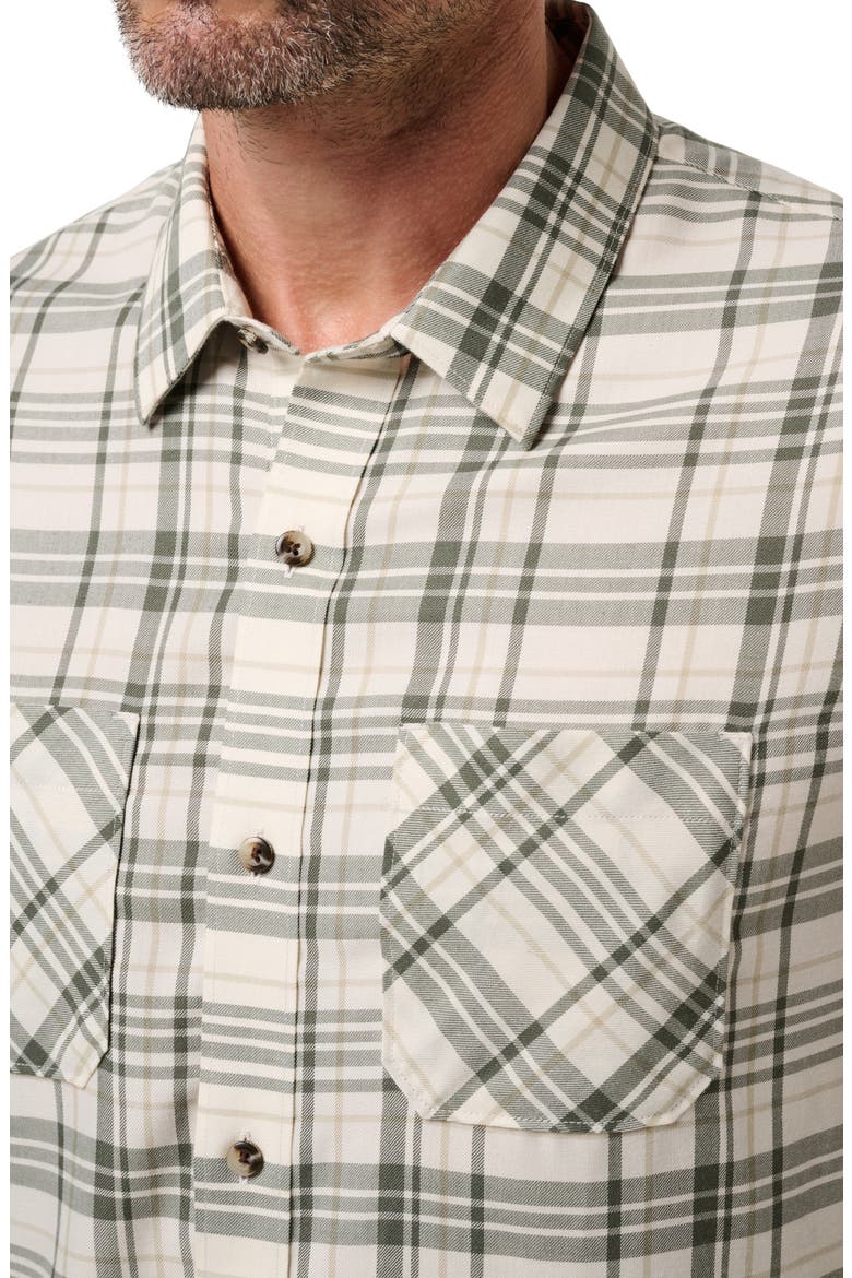 Cloud Plaid Flannel Button-Up Shirt, Alternate, color, BIRCH