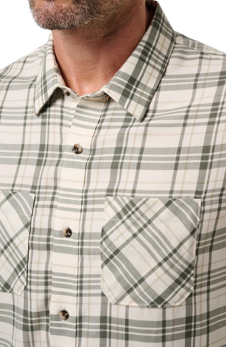 TravisMathew Cloud Plaid Flannel Button-Up Shirt, Alternate, color, Birch